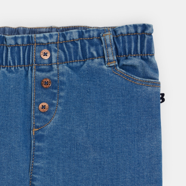 بنطلون أزرق من قماش الدنيم المرن لللفتيات الصغيرات